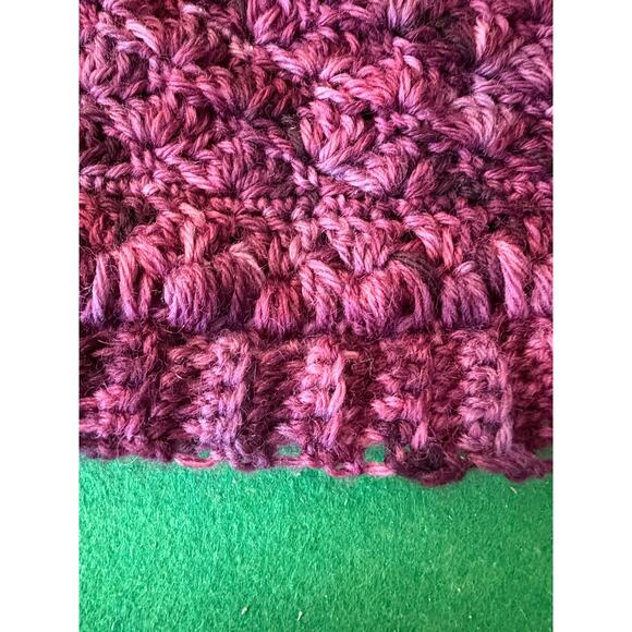 Hand crocheted purple beanie hat main image 2